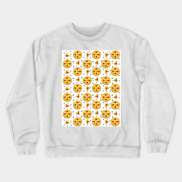 Abstract Pizza Pattern White Background Crewneck Sweatshirt by bougieFire